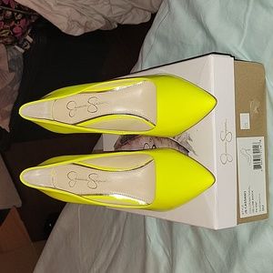 Jessica Simpson Patten Leather Neon Yellow Heels